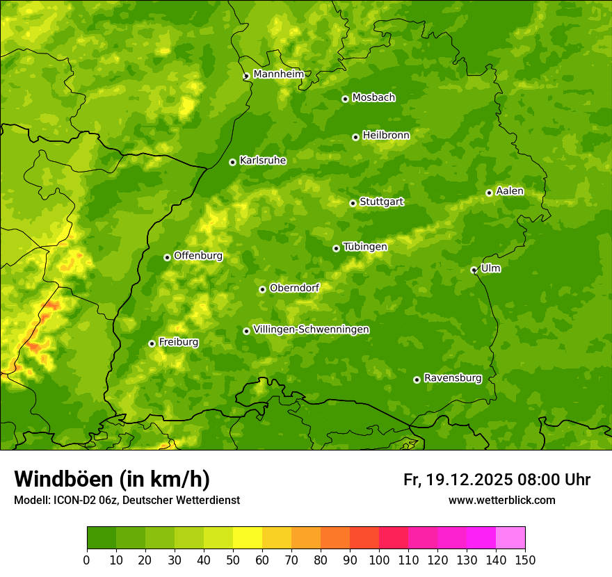 Modellkarten Windgeschwindigkeit