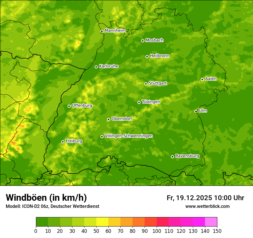Modellkarten Windgeschwindigkeit