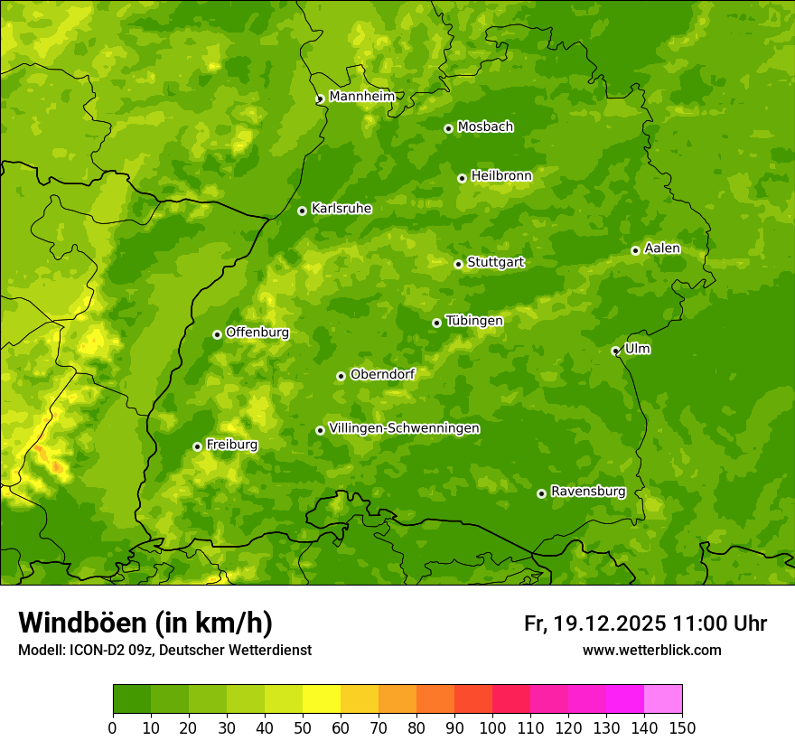 Modellkarten Windgeschwindigkeit