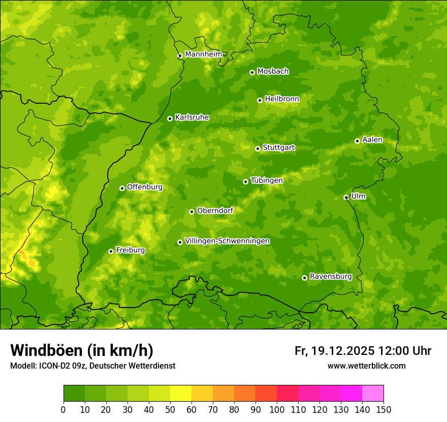 Modellkarten Windgeschwindigkeit