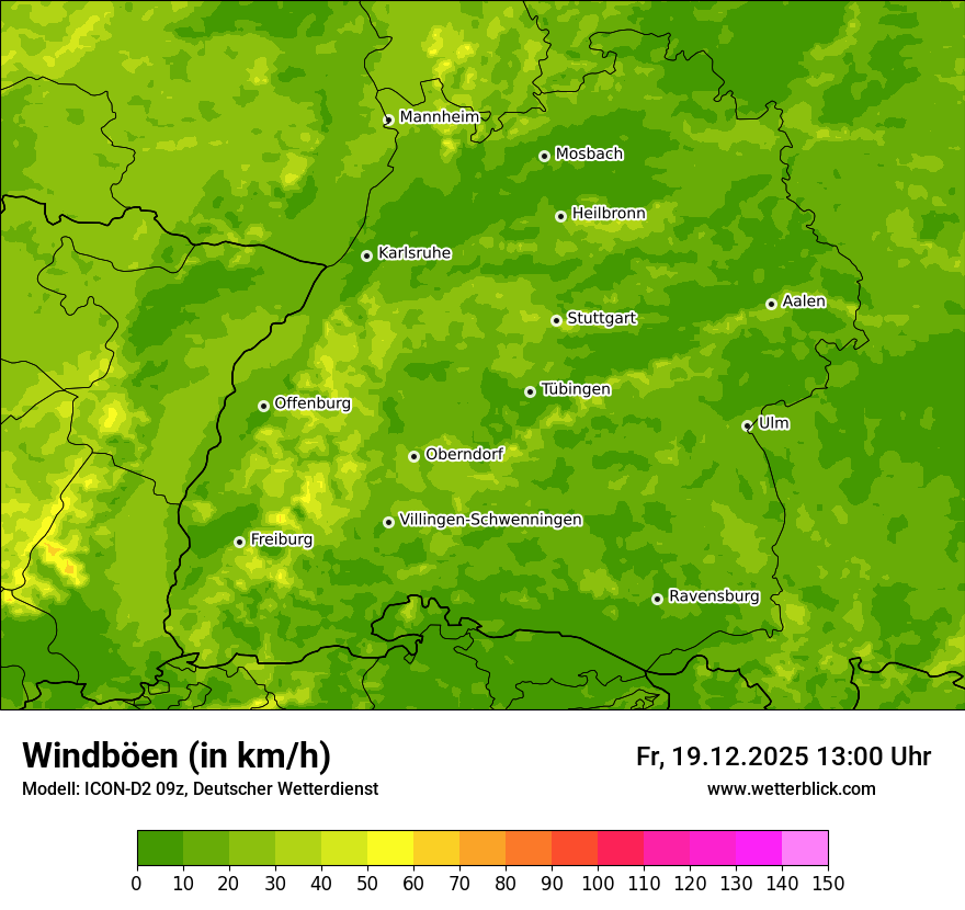Modellkarten Windgeschwindigkeit