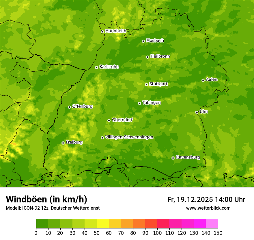 Modellkarten Windgeschwindigkeit