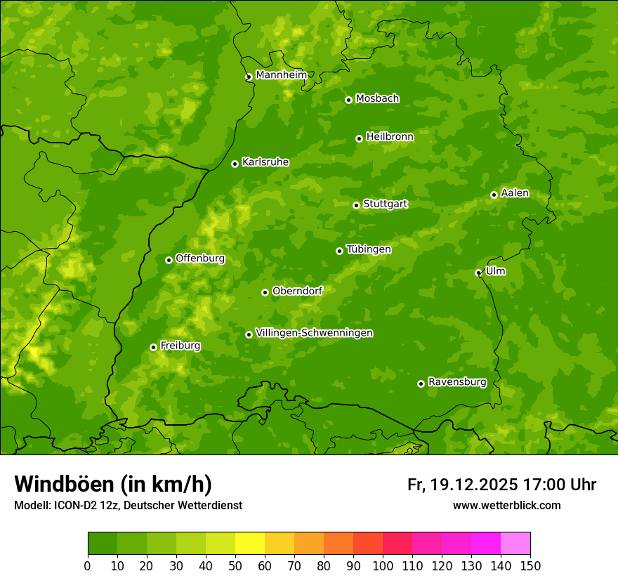 Modellkarten Windgeschwindigkeit