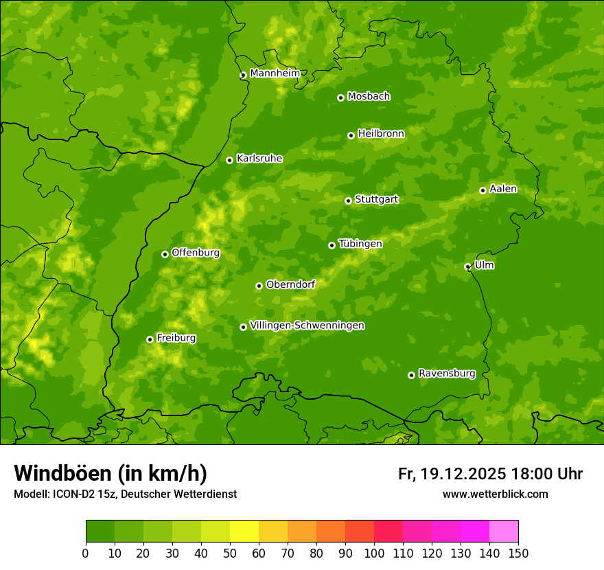 Modellkarten Windgeschwindigkeit