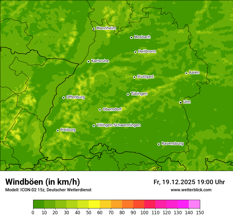 Modellkarten Windgeschwindigkeit