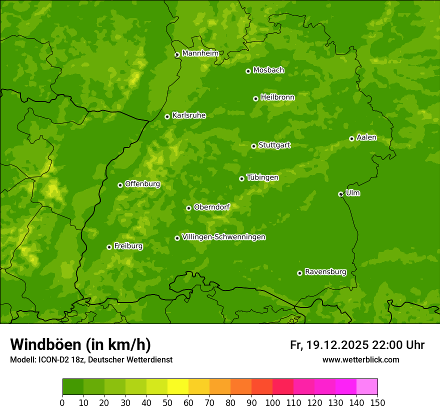 Modellkarten Windgeschwindigkeit