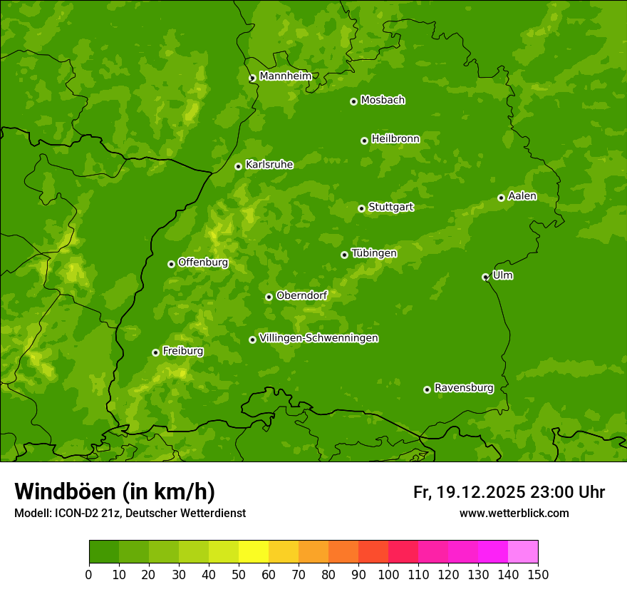 Modellkarten Windgeschwindigkeit