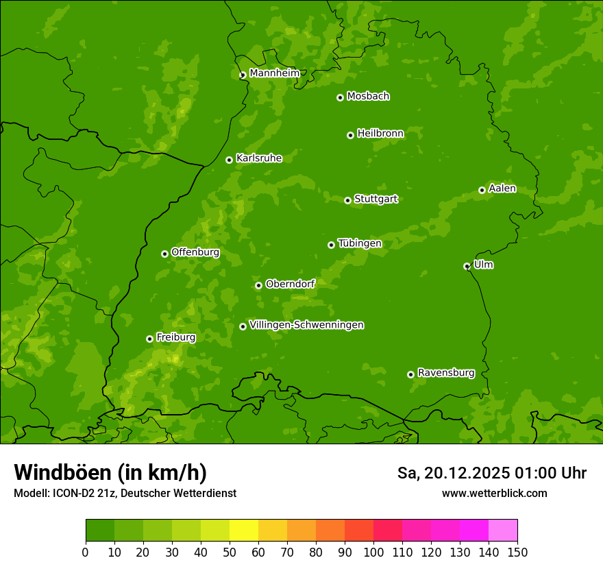 Modellkarten Windgeschwindigkeit