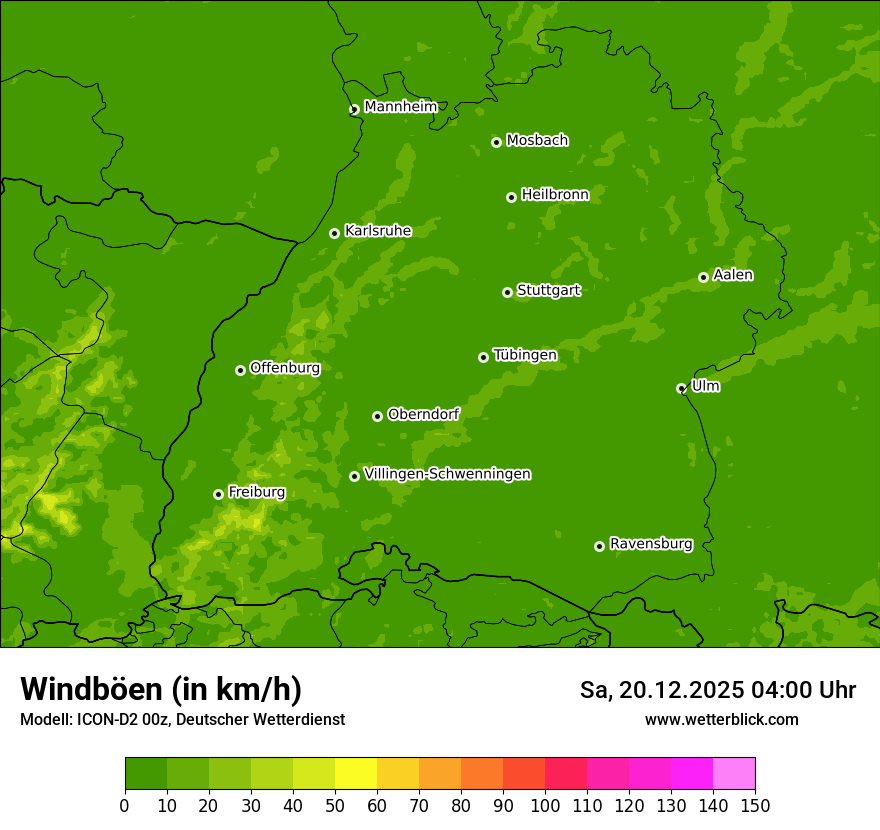 Modellkarten Windgeschwindigkeit