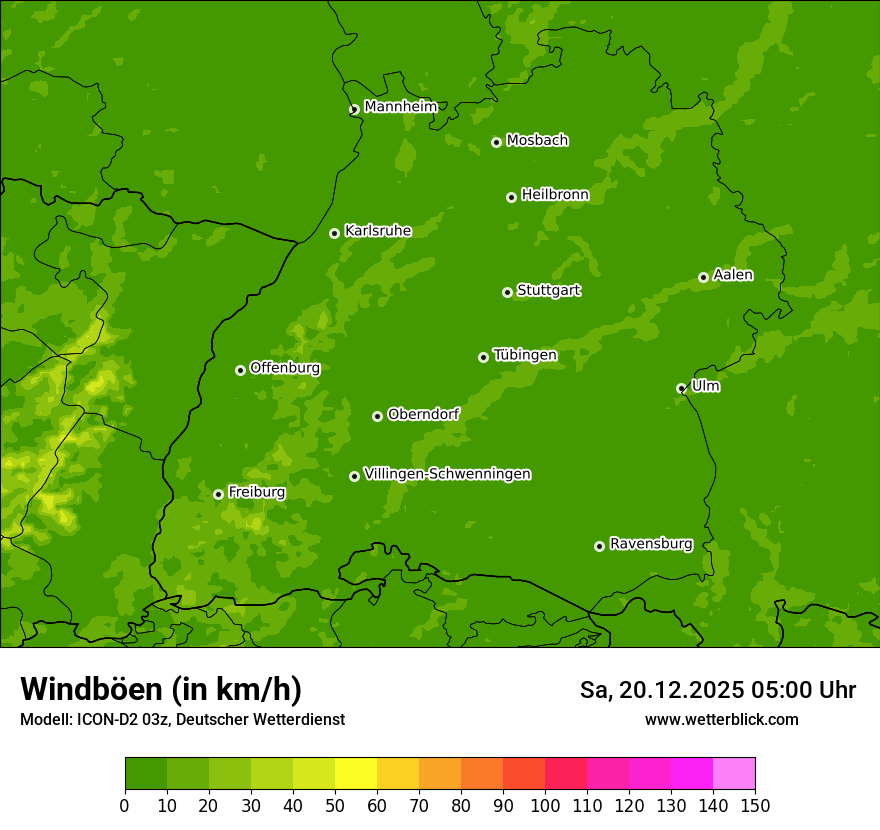 Modellkarten Windgeschwindigkeit