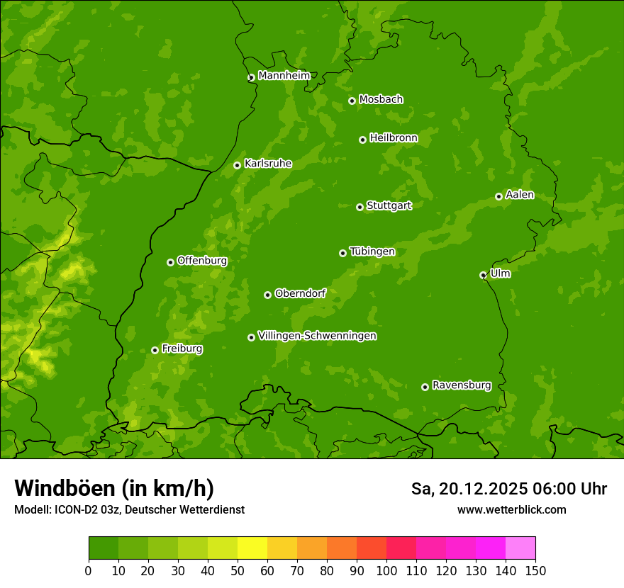 Modellkarten Windgeschwindigkeit