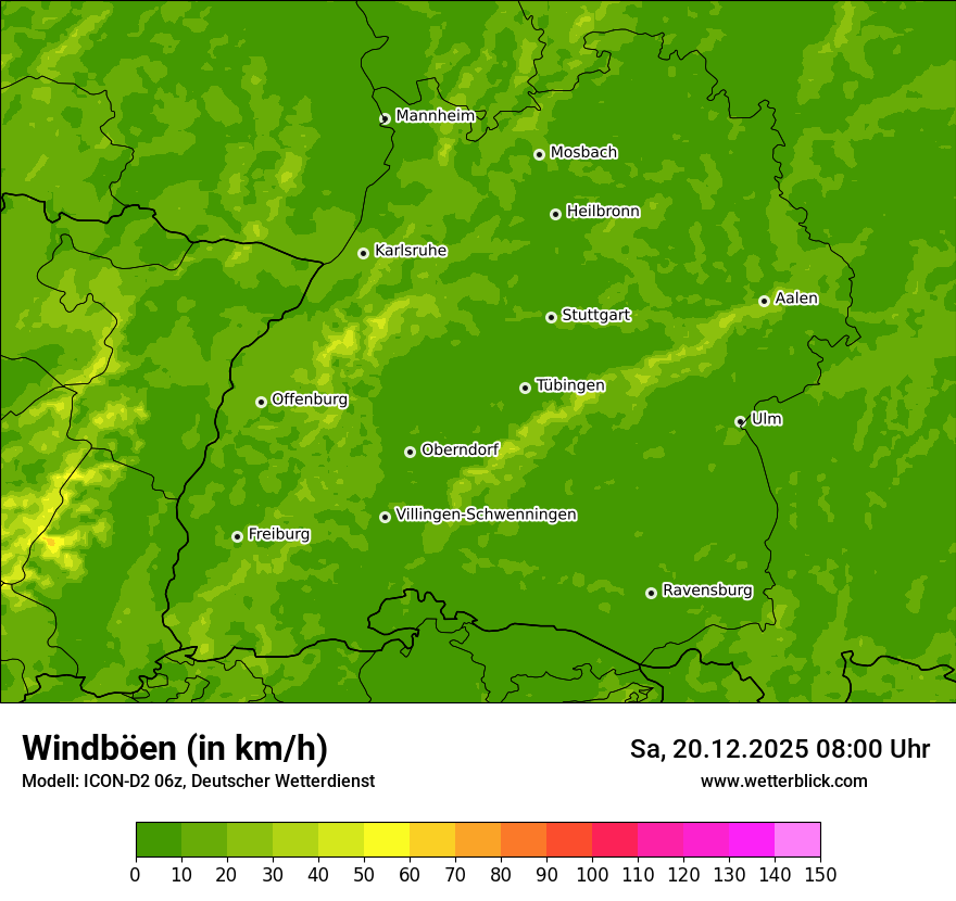 Modellkarten Windgeschwindigkeit