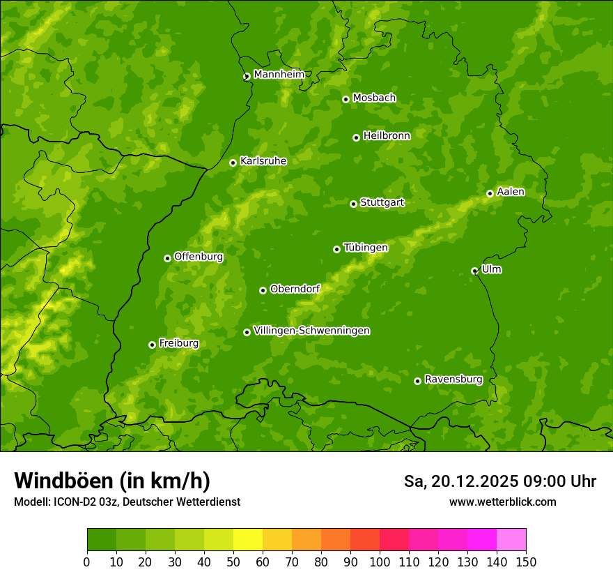 Modellkarten Windgeschwindigkeit