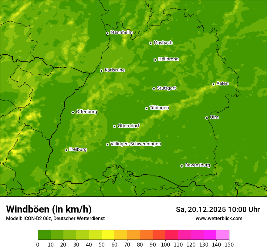 Modellkarten Windgeschwindigkeit