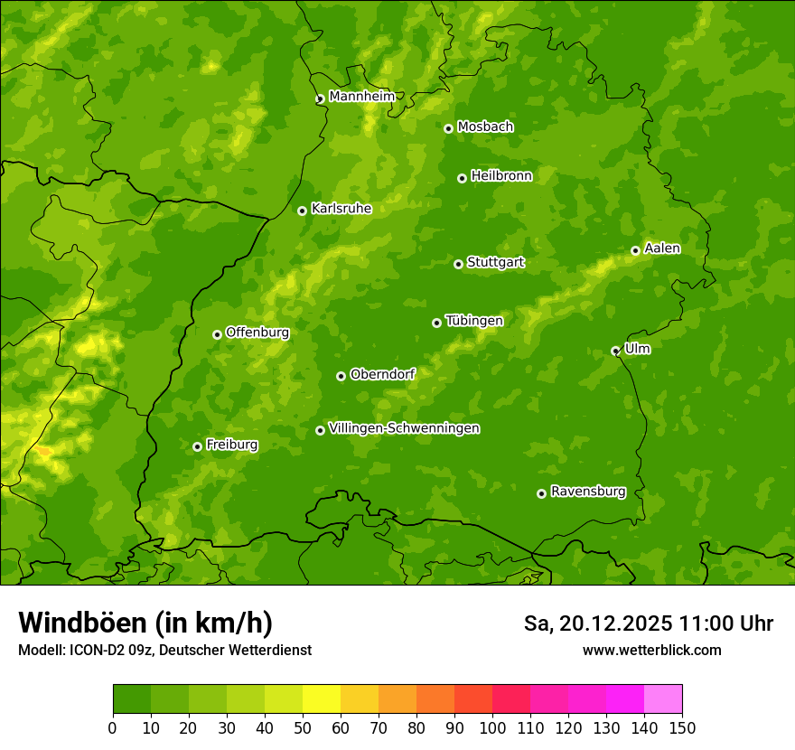 Modellkarten Windgeschwindigkeit