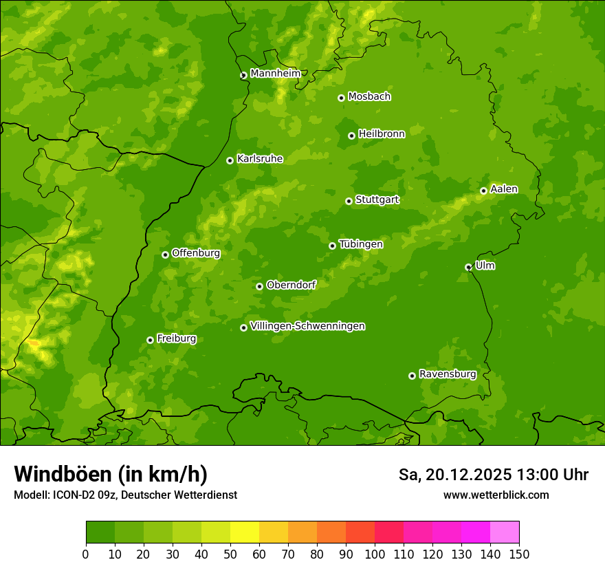 Modellkarten Windgeschwindigkeit