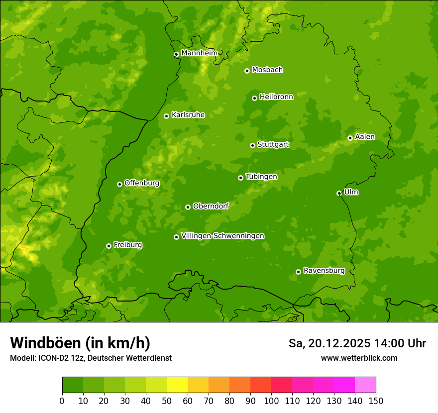 Modellkarten Windgeschwindigkeit