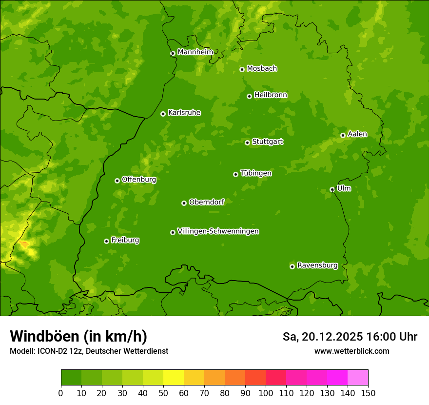 Modellkarten Windgeschwindigkeit