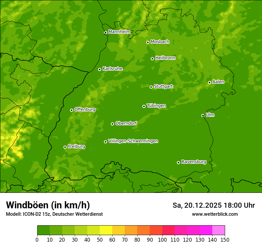 Modellkarten Windgeschwindigkeit