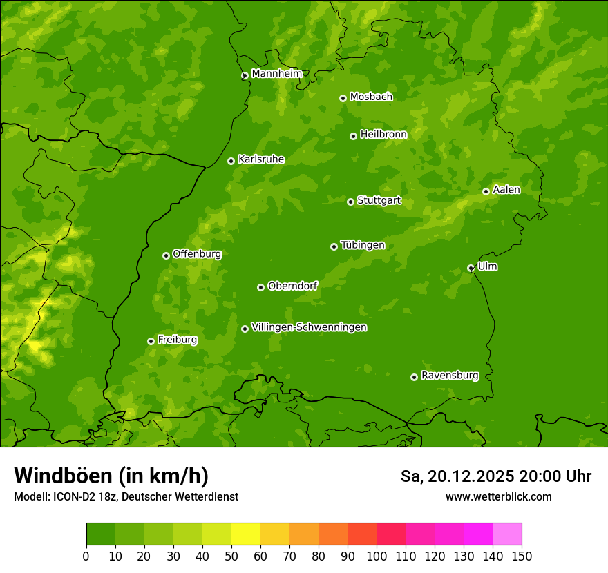 Modellkarten Windgeschwindigkeit
