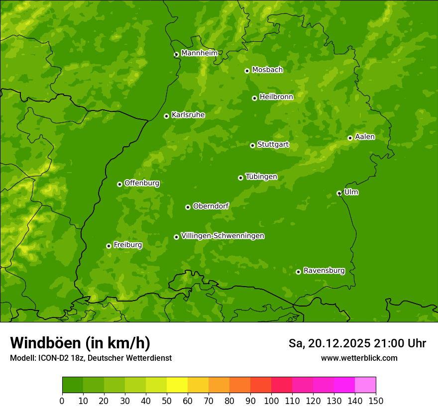 Modellkarten Windgeschwindigkeit