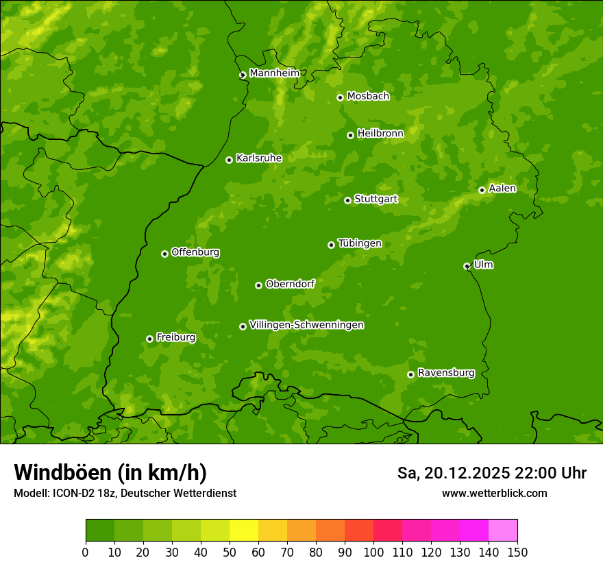 Modellkarten Windgeschwindigkeit