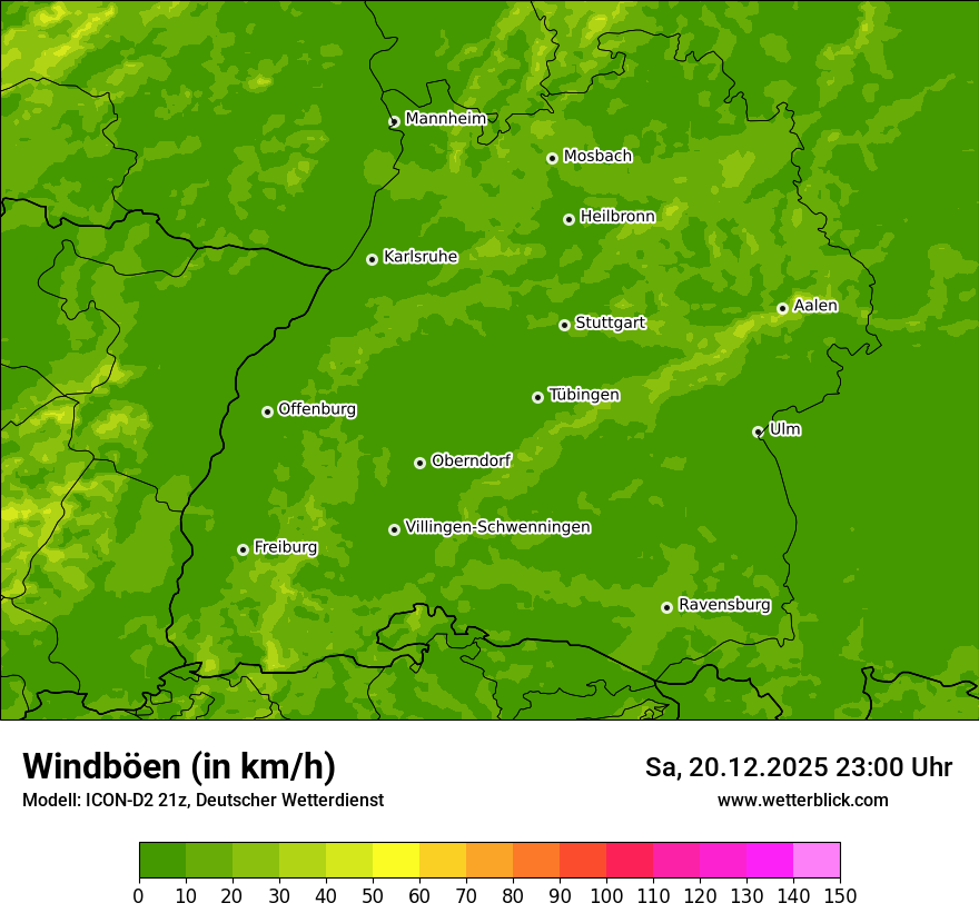 Modellkarten Windgeschwindigkeit