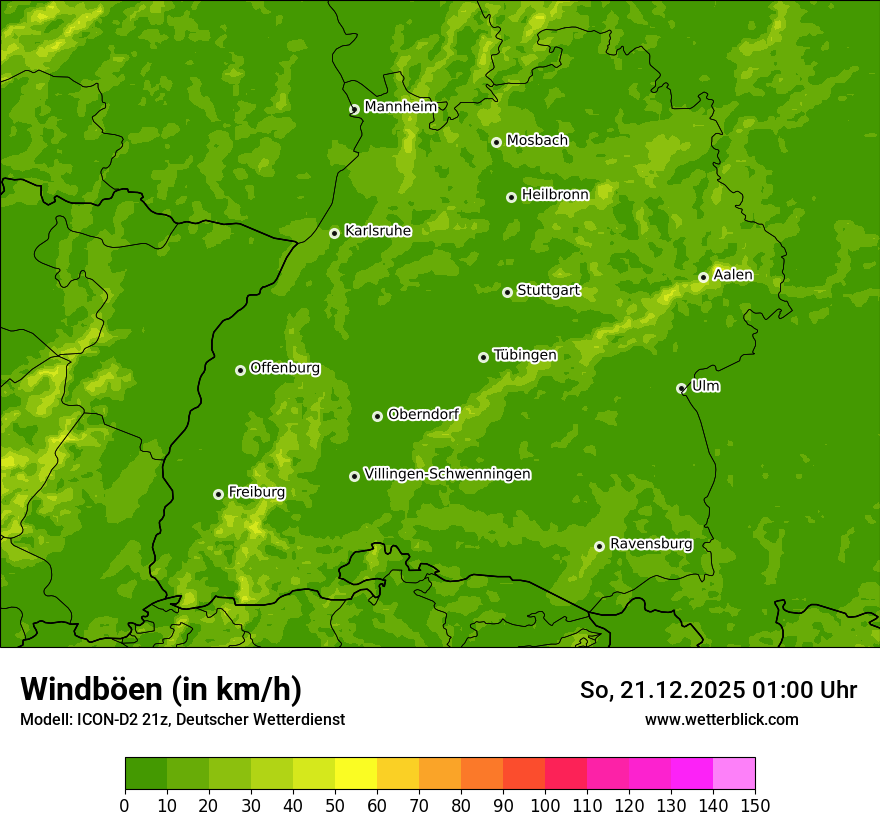 Modellkarten Windgeschwindigkeit