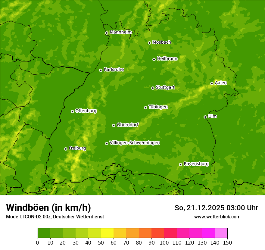 Modellkarten Windgeschwindigkeit