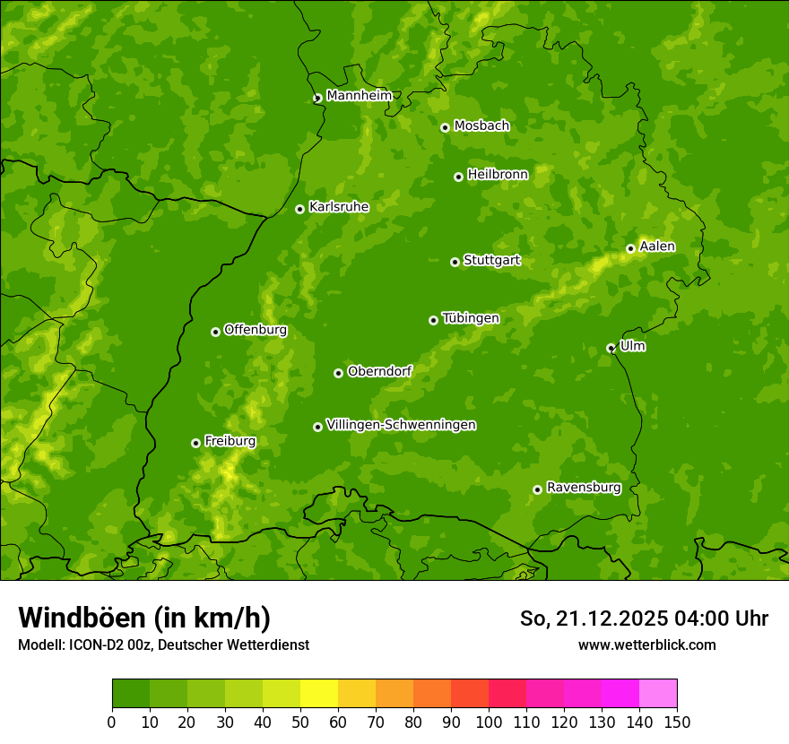 Modellkarten Windgeschwindigkeit