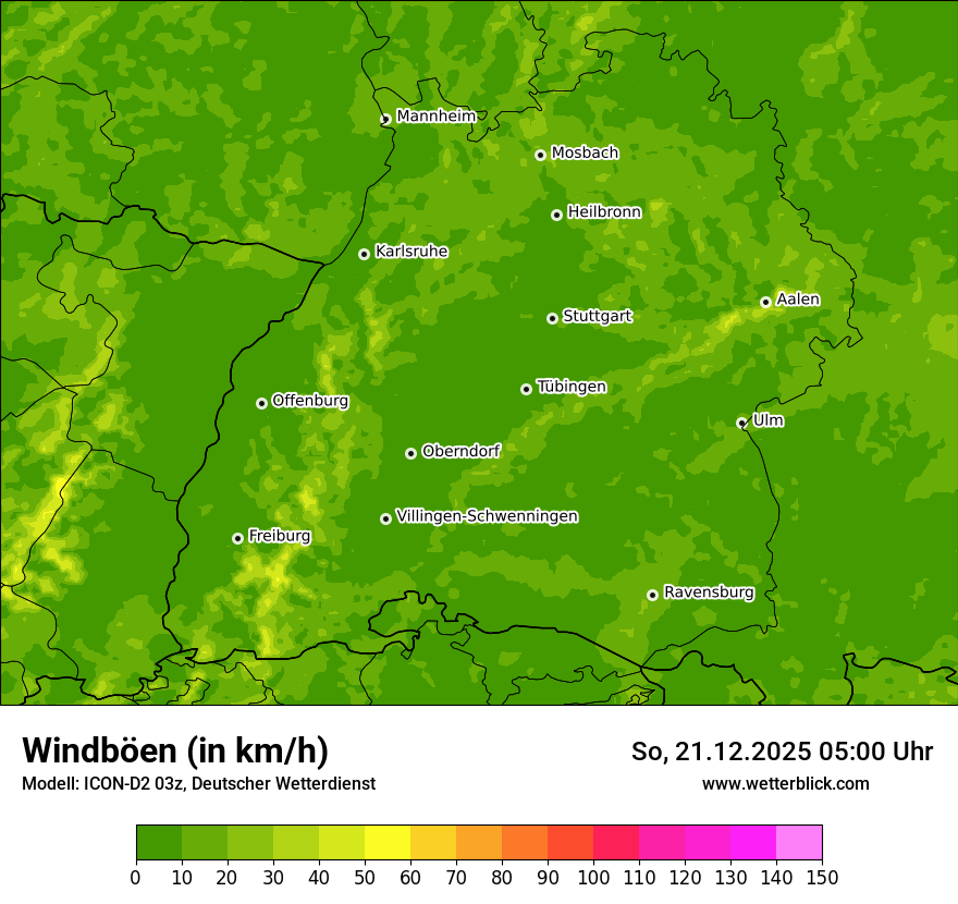 Modellkarten Windgeschwindigkeit