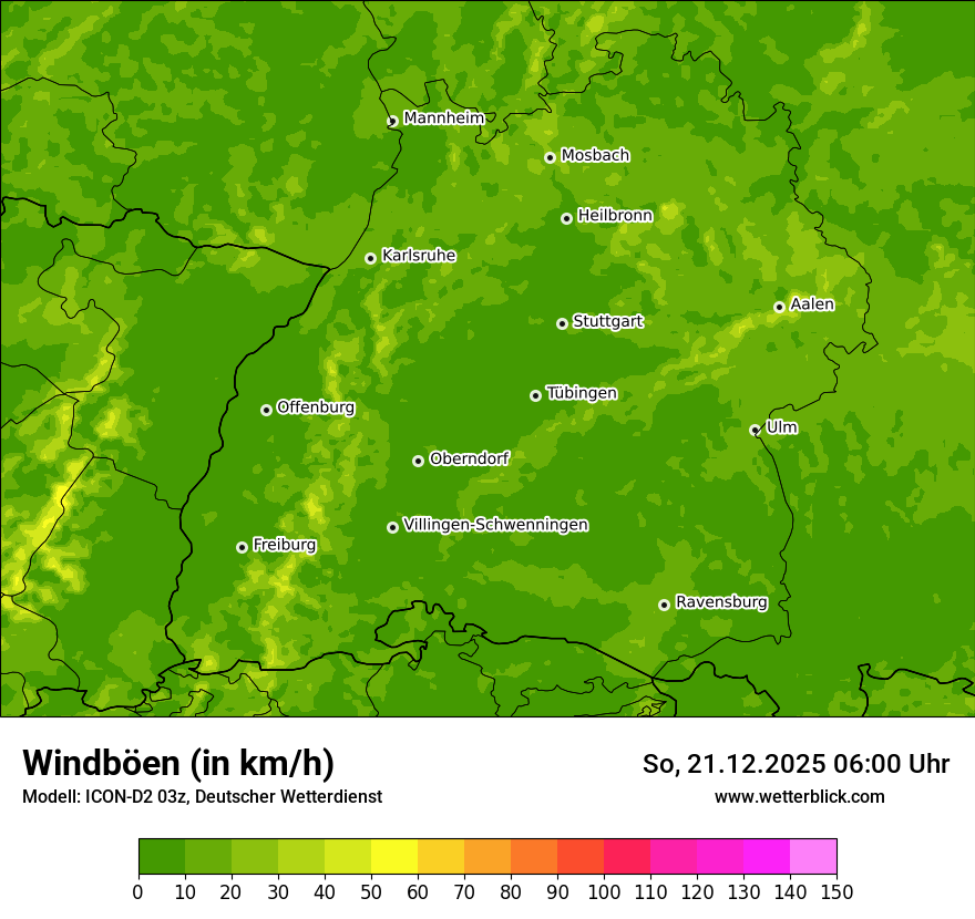 Modellkarten Windgeschwindigkeit