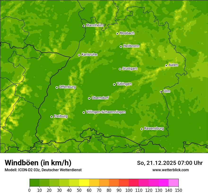 Modellkarten Windgeschwindigkeit