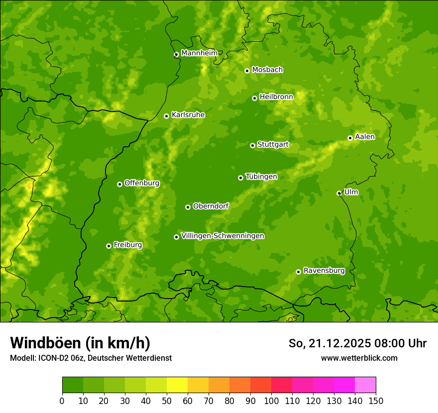 Modellkarten Windgeschwindigkeit