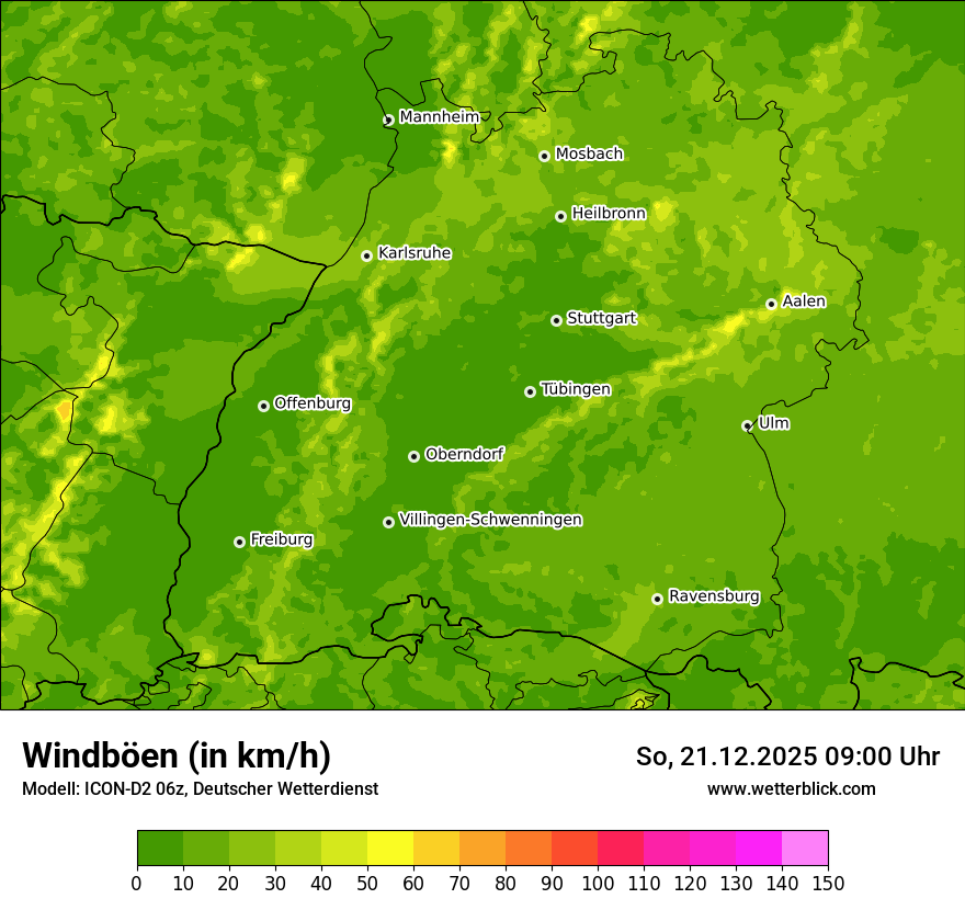 Modellkarten Windgeschwindigkeit