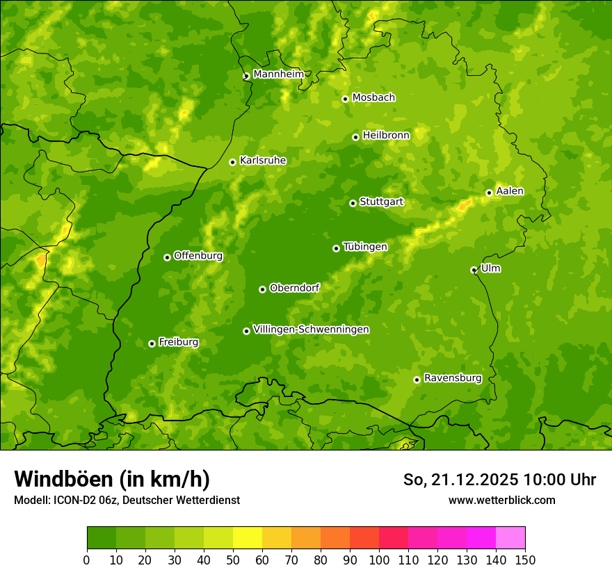Modellkarten Windgeschwindigkeit