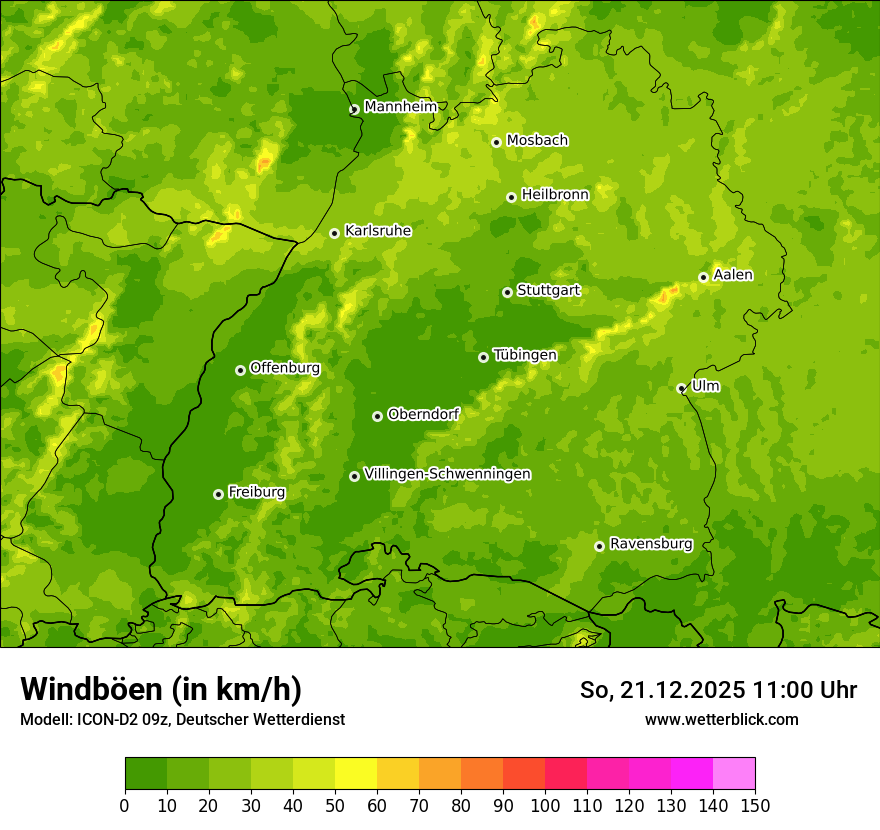 Modellkarten Windgeschwindigkeit