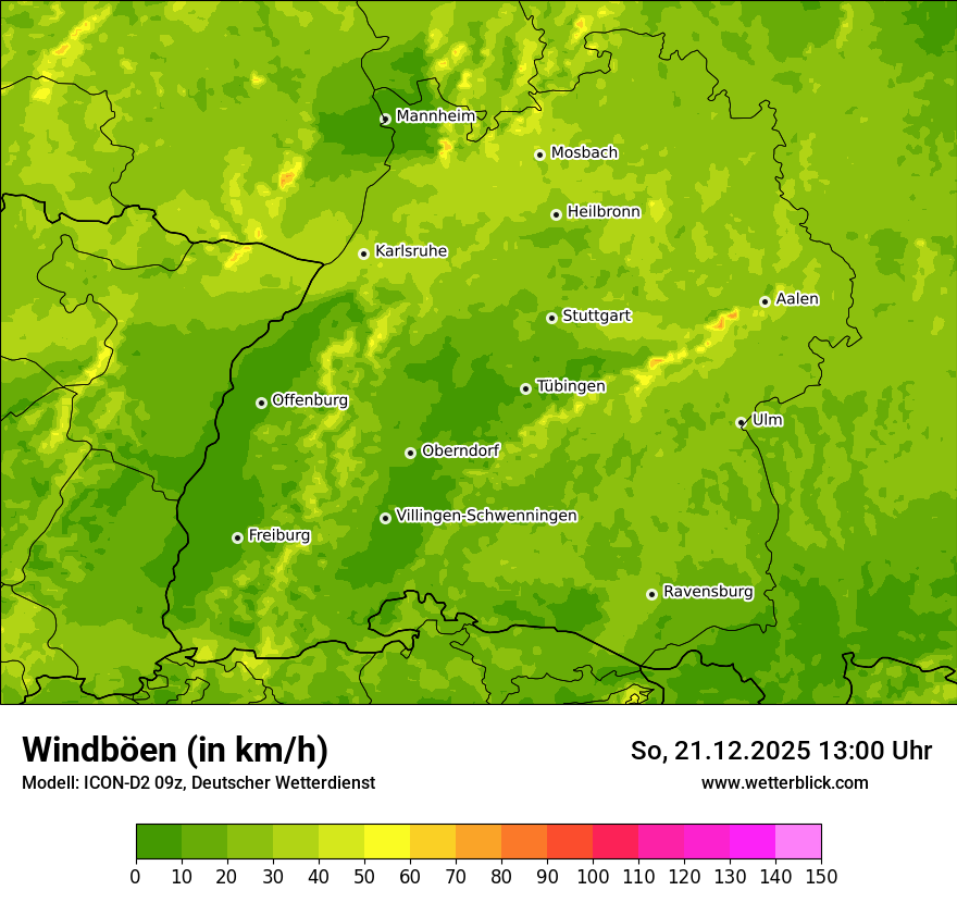 Modellkarten Windgeschwindigkeit