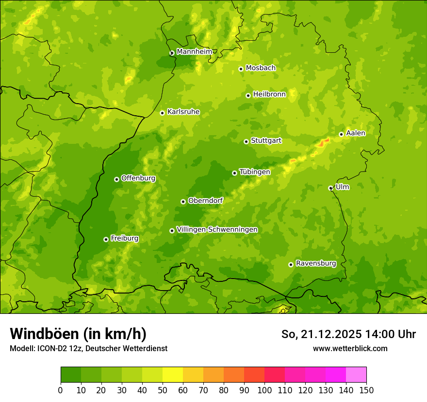 Modellkarten Windgeschwindigkeit