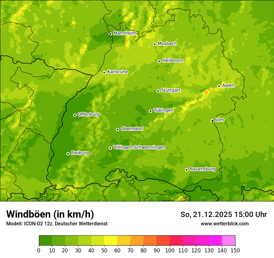 Modellkarten Windgeschwindigkeit