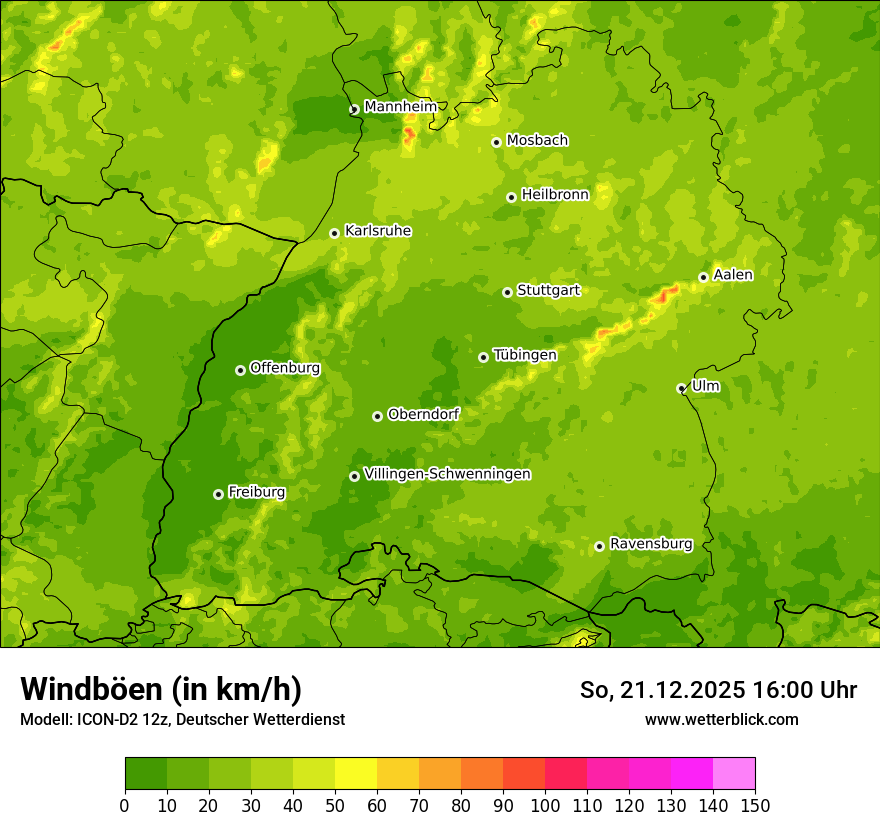 Modellkarten Windgeschwindigkeit