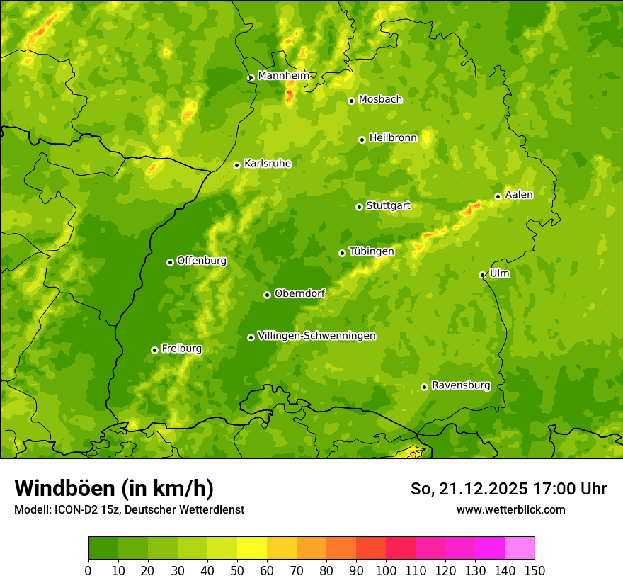 Modellkarten Windgeschwindigkeit