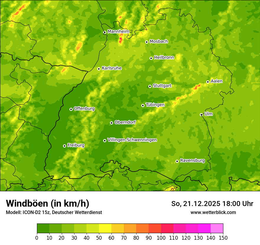 Modellkarten Windgeschwindigkeit