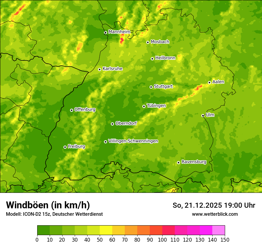 Modellkarten Windgeschwindigkeit