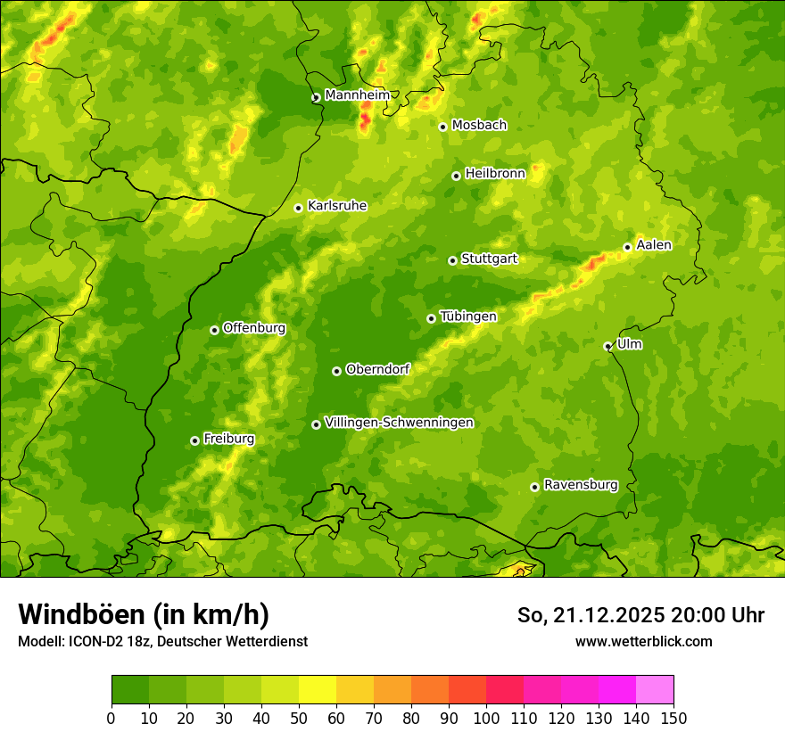 Modellkarten Windgeschwindigkeit