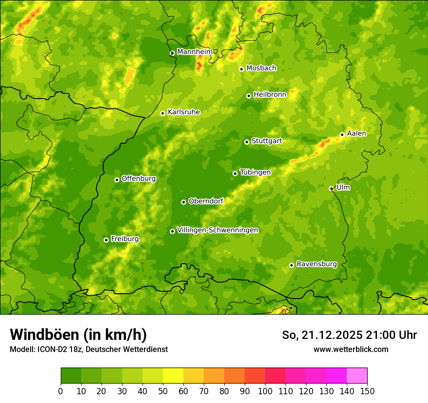 Modellkarten Windgeschwindigkeit
