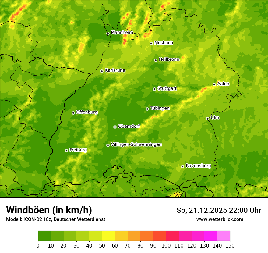 Modellkarten Windgeschwindigkeit