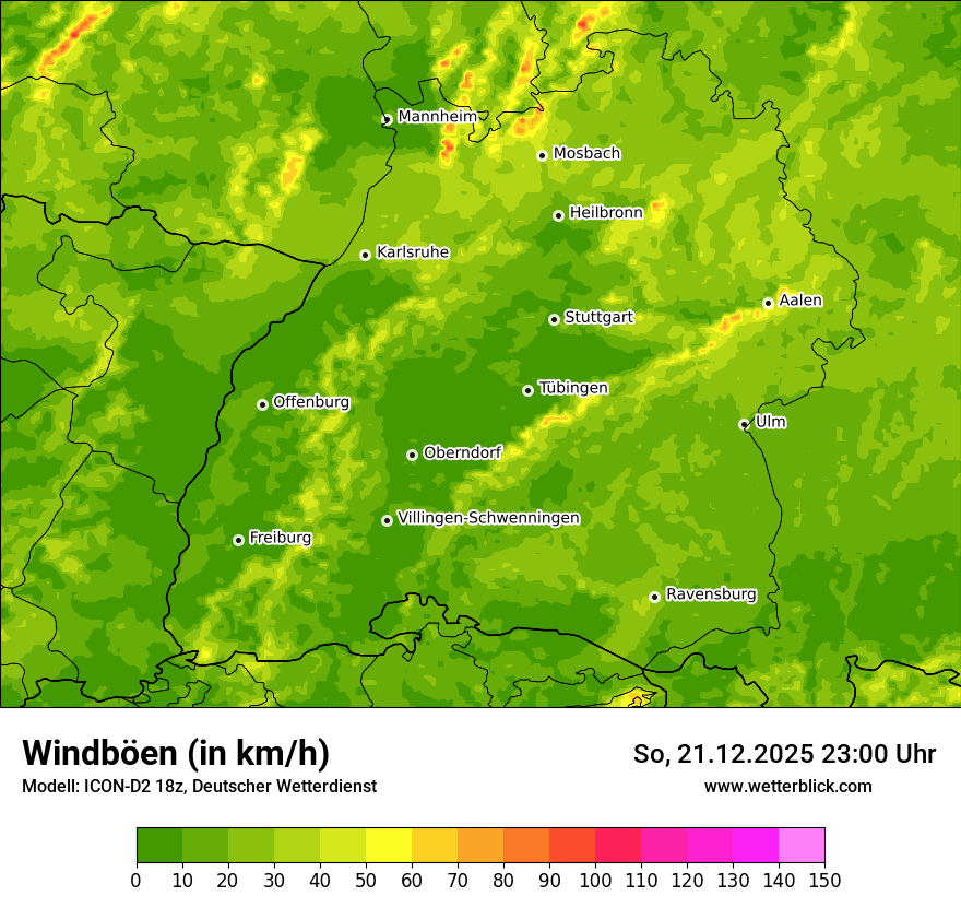 Modellkarten Windgeschwindigkeit