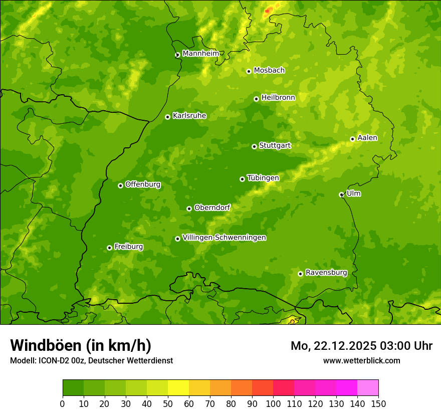Modellkarten Windgeschwindigkeit