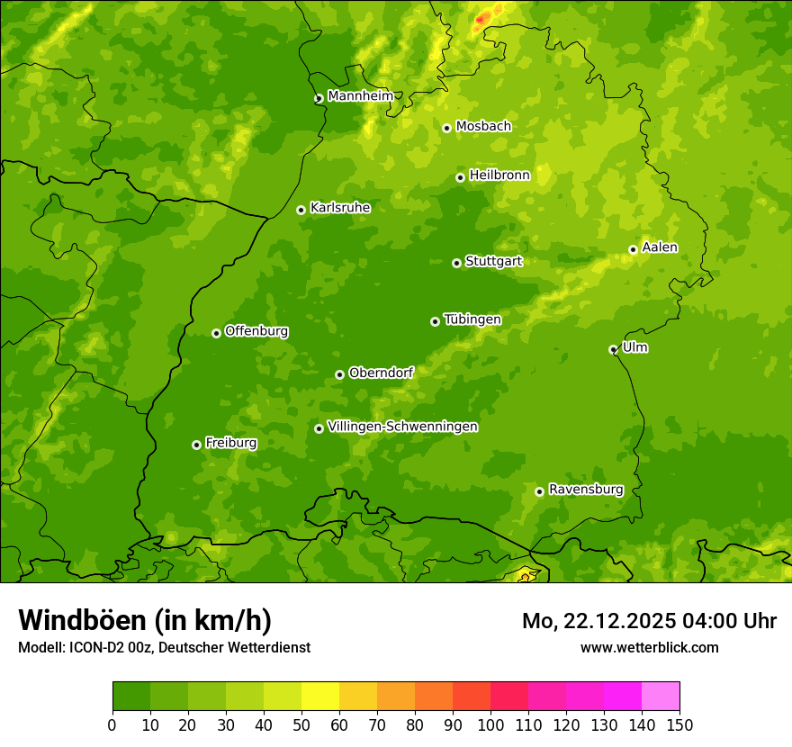 Modellkarten Windgeschwindigkeit